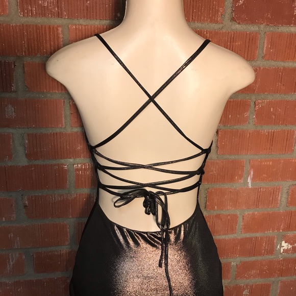 🌺Backless Shine Chocolate Mini Dress - Picture 6 of 6